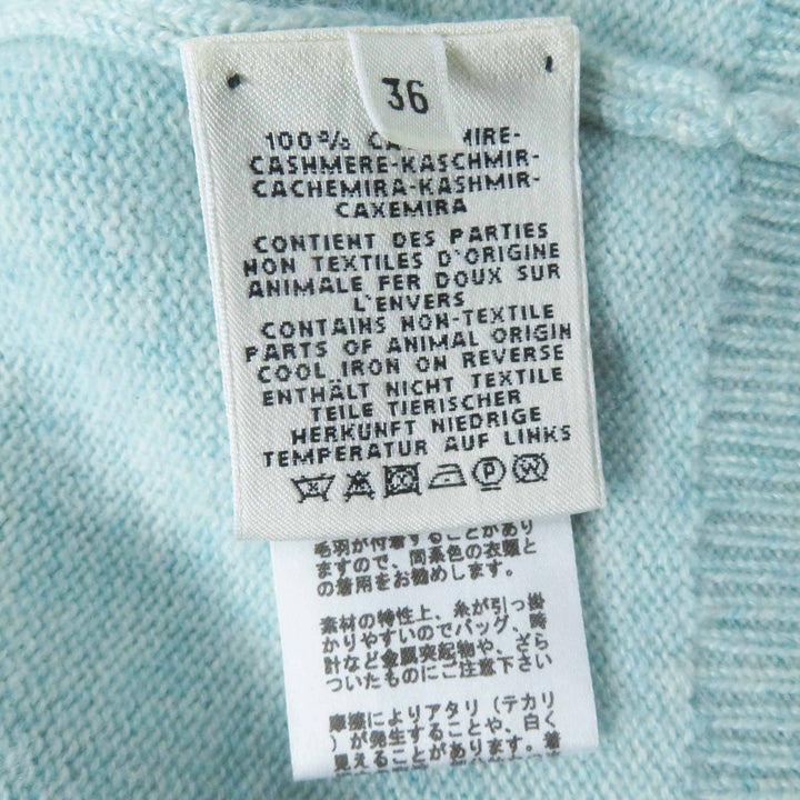 Great HERMES cardigan Long knit with serie buttons Light blue cashmere Women 36