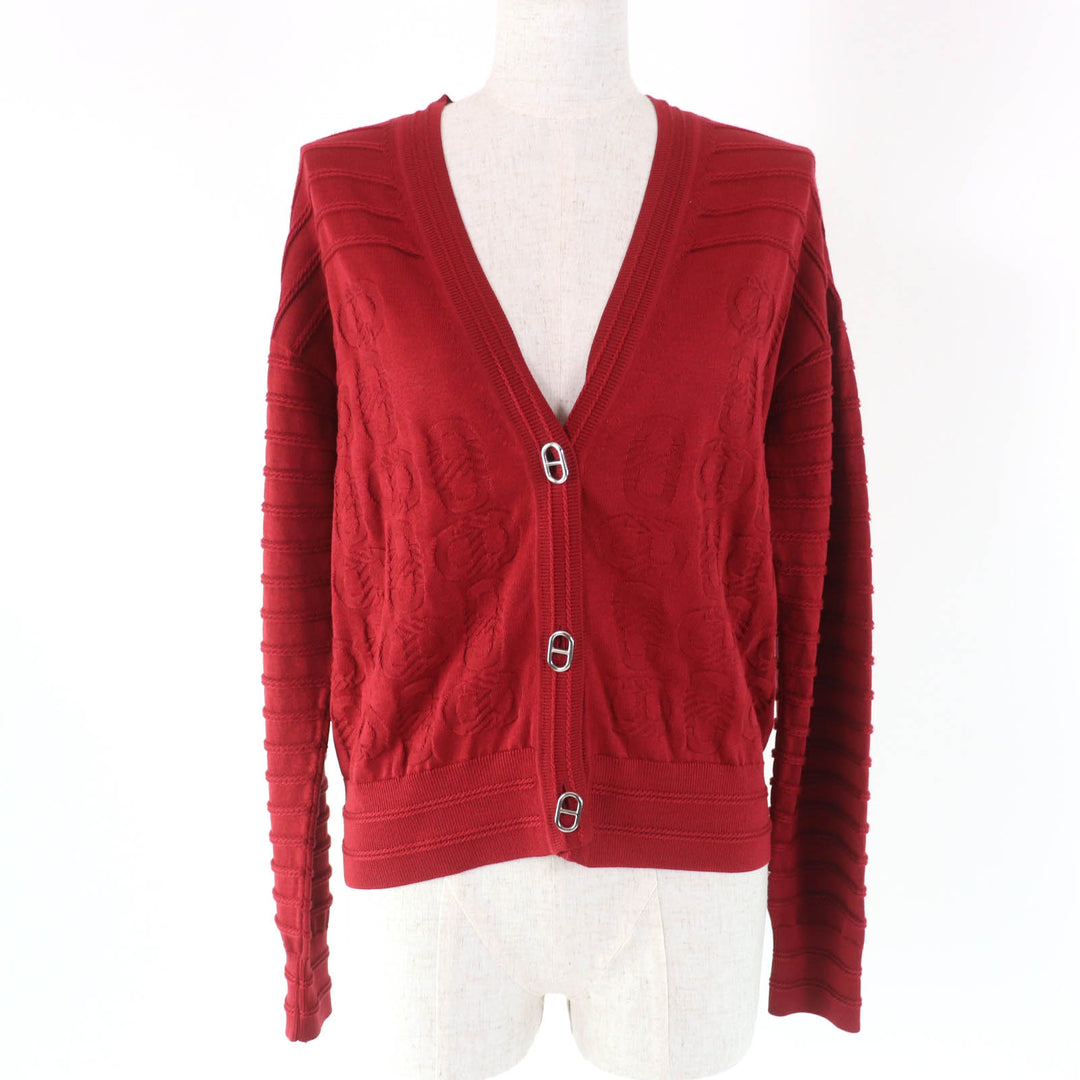 Excellent HERMES cardigan Chaine d'Ancre V-neck long sleeve silk cotton Women 36 3E2706D3