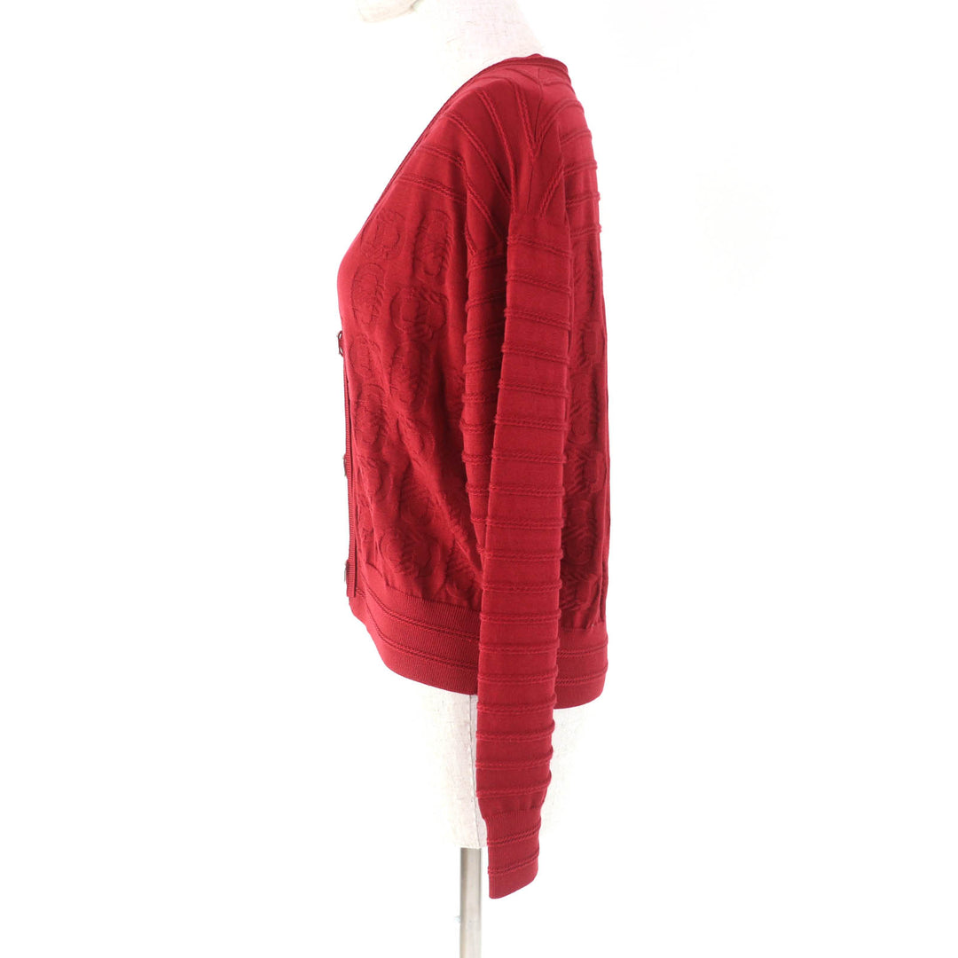 Excellent HERMES cardigan Chaine d'Ancre V-neck long sleeve silk cotton Women 36