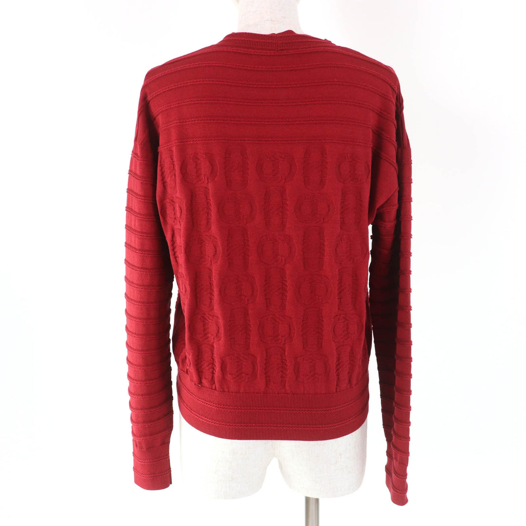 Excellent HERMES cardigan Chaine d'Ancre V-neck long sleeve silk cotton Women 36 3E2706D3