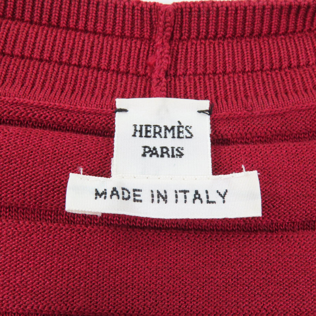 Excellent HERMES cardigan Chaine d'Ancre V-neck long sleeve silk cotton Women 36