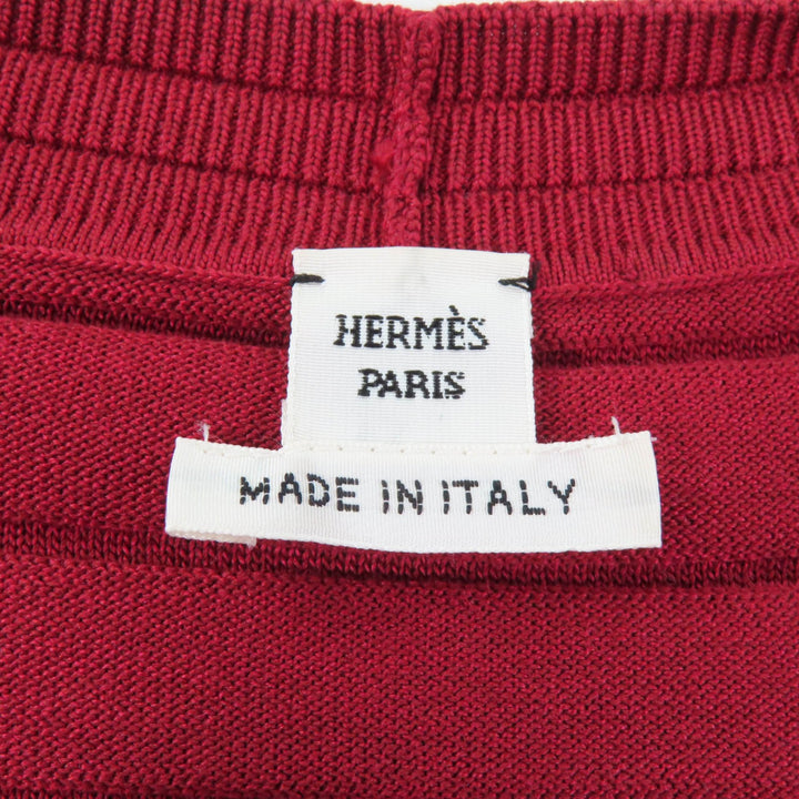 Excellent HERMES cardigan Chaine d'Ancre V-neck long sleeve silk cotton Women 36