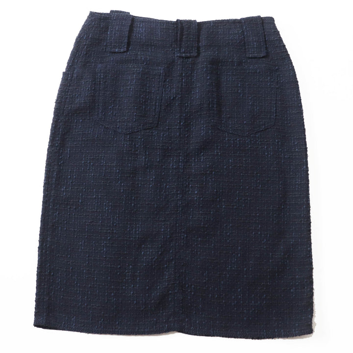 Great CHANEL Tweed skirt With logo Navy black wool Women 40 01P P17613