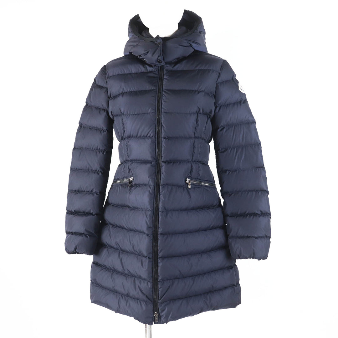 MONCLER down coat CHARPAL Patch and hooded long Navy Nylon Women