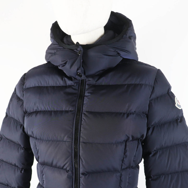 MONCLER down coat CHARPAL Patch and hooded long Navy Nylon Women