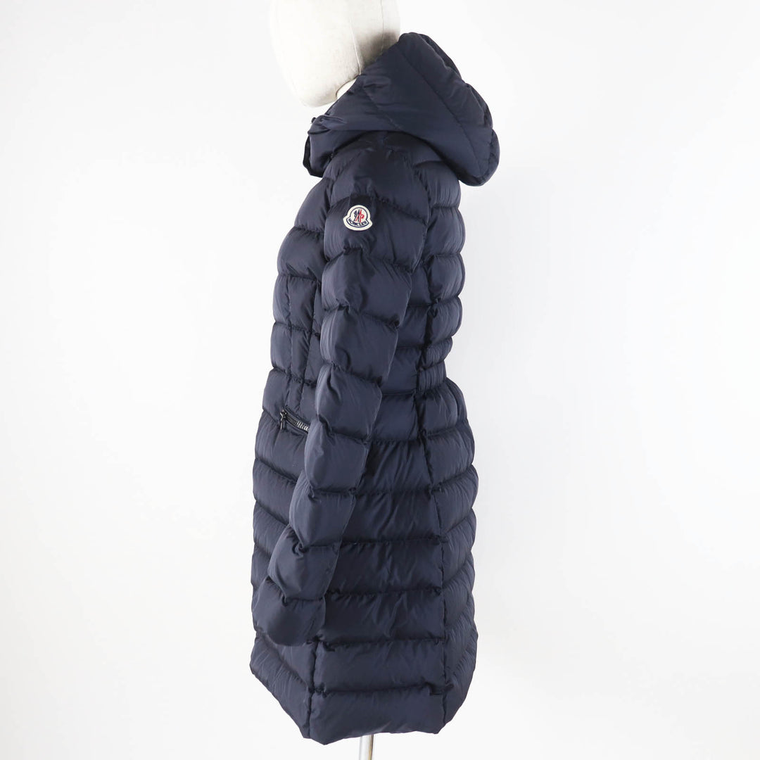 MONCLER down coat CHARPAL Patch and hooded long Navy Nylon Women