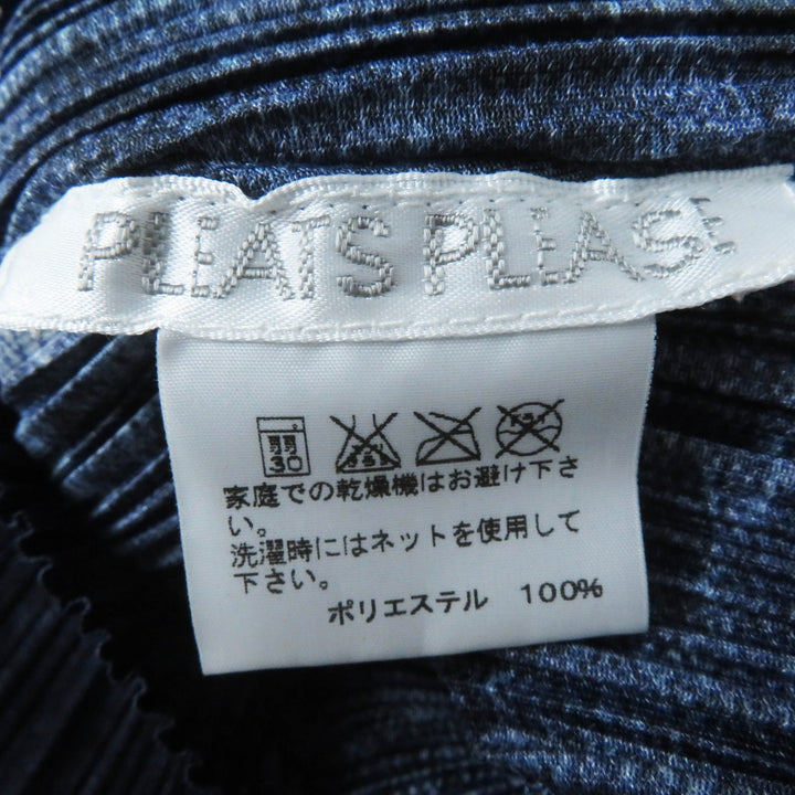 Excellent PLEATS PLEASE one piece Denim Transfer Print Short Sleeve Indigo blue