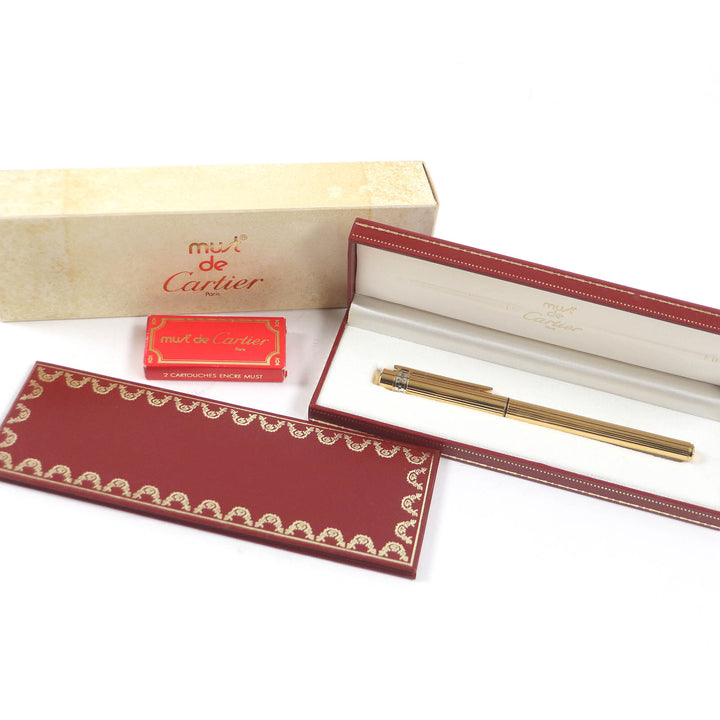 Excellent Cartier fountain pen PANTHERE Must de Cartier Cap Type Gold silver18K