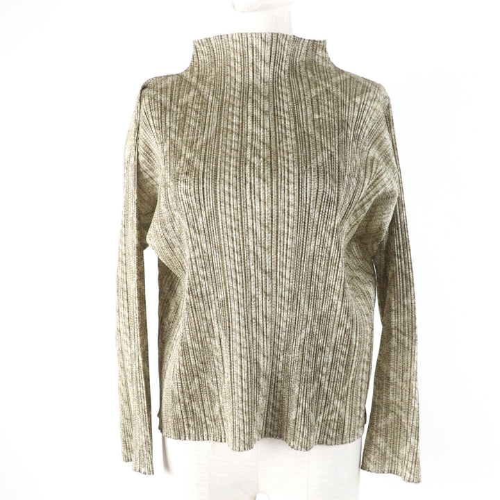 Excellent PLEATS PLEASE T-shirt Transfer Print Long Sleeve Brown Women 3 PP83-JK931