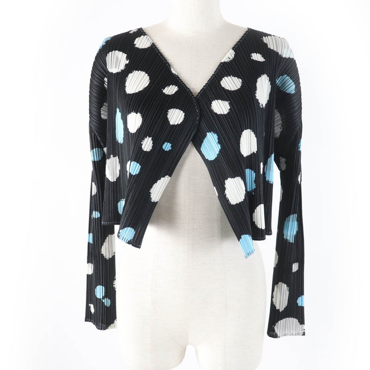 Excellent PLEATS PLEASE cardigan Dot print Short length Long sleeves 3