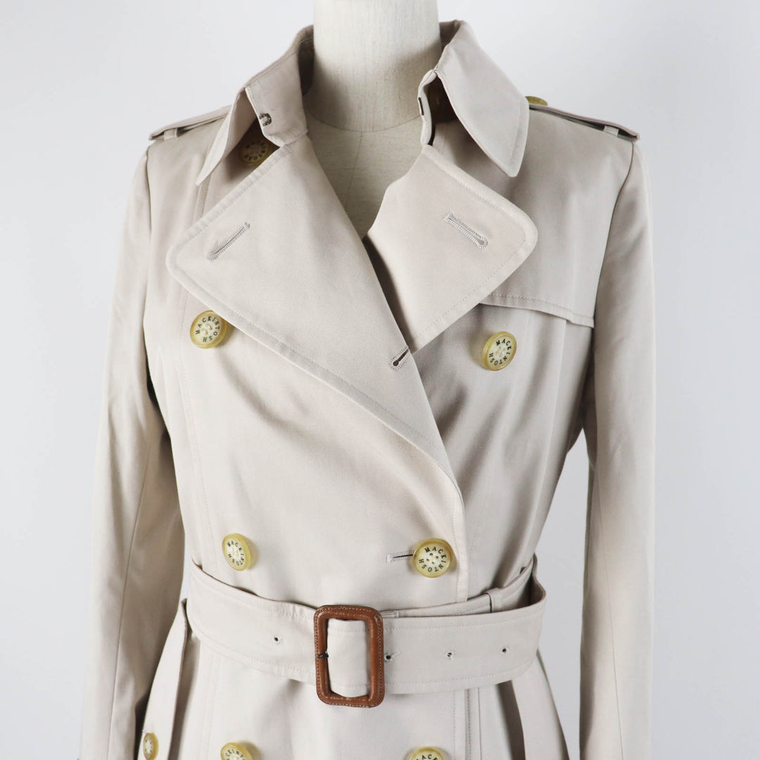 Great MACKINTOSH LONDON trench coat Logo button and check pattern liner light beige cotton Women 40 G5A25-310-40