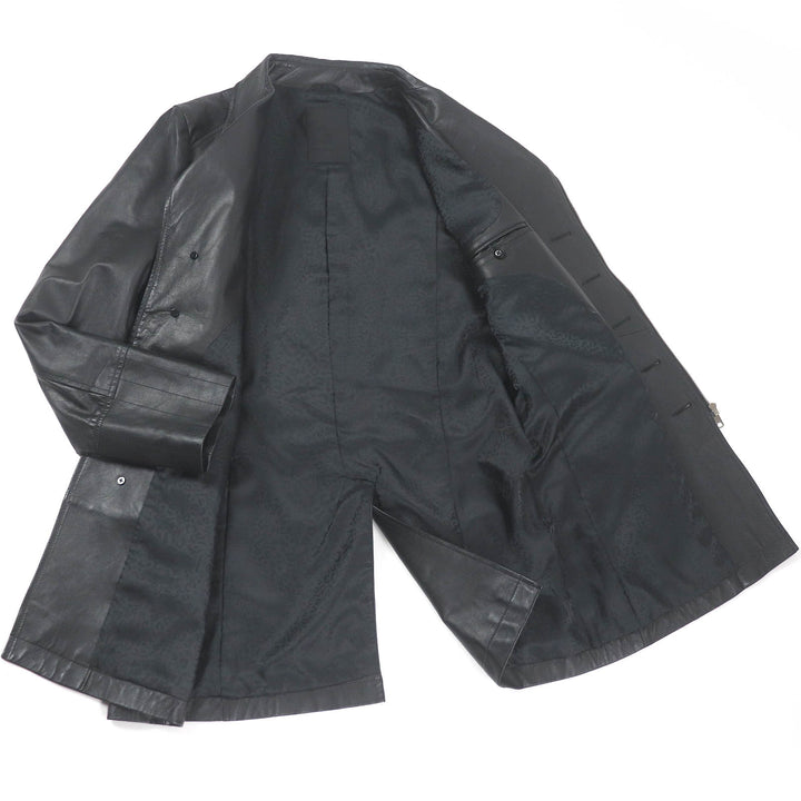 Great Roen semanticdesign Leather jacket Skull logo Chester coat and double riders set black Goat leather mens