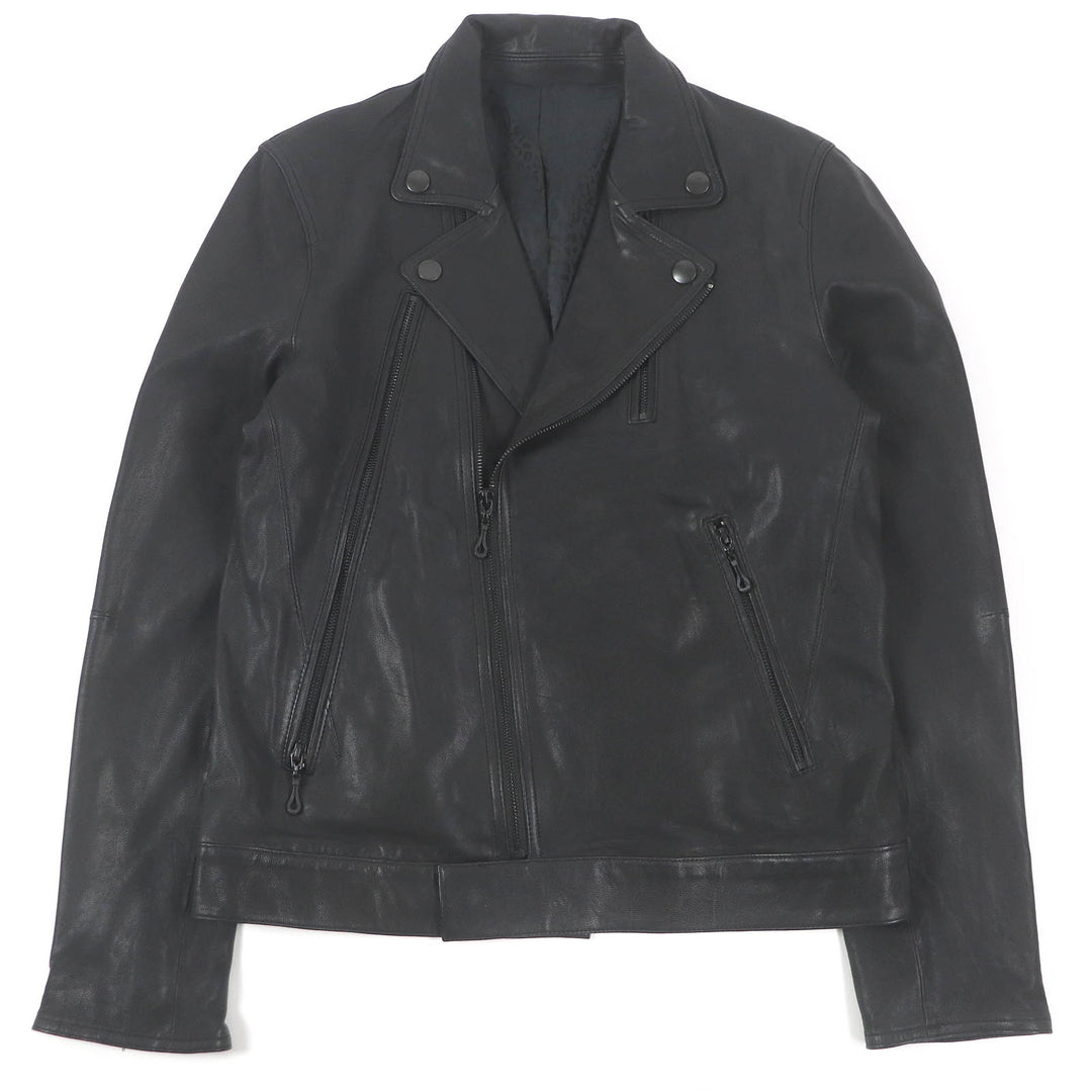 Great Roen semanticdesign Leather jacket Skull logo Chester coat and double riders set black Goat leather mens
