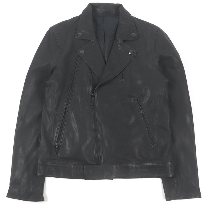 Great Roen semanticdesign Leather jacket Skull logo Chester coat and double riders set black Goat leather mens