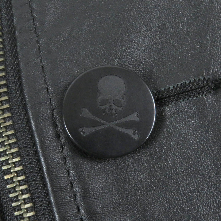 Great Roen semanticdesign Leather jacket Skull logo Chester coat and double riders set black Goat leather mens
