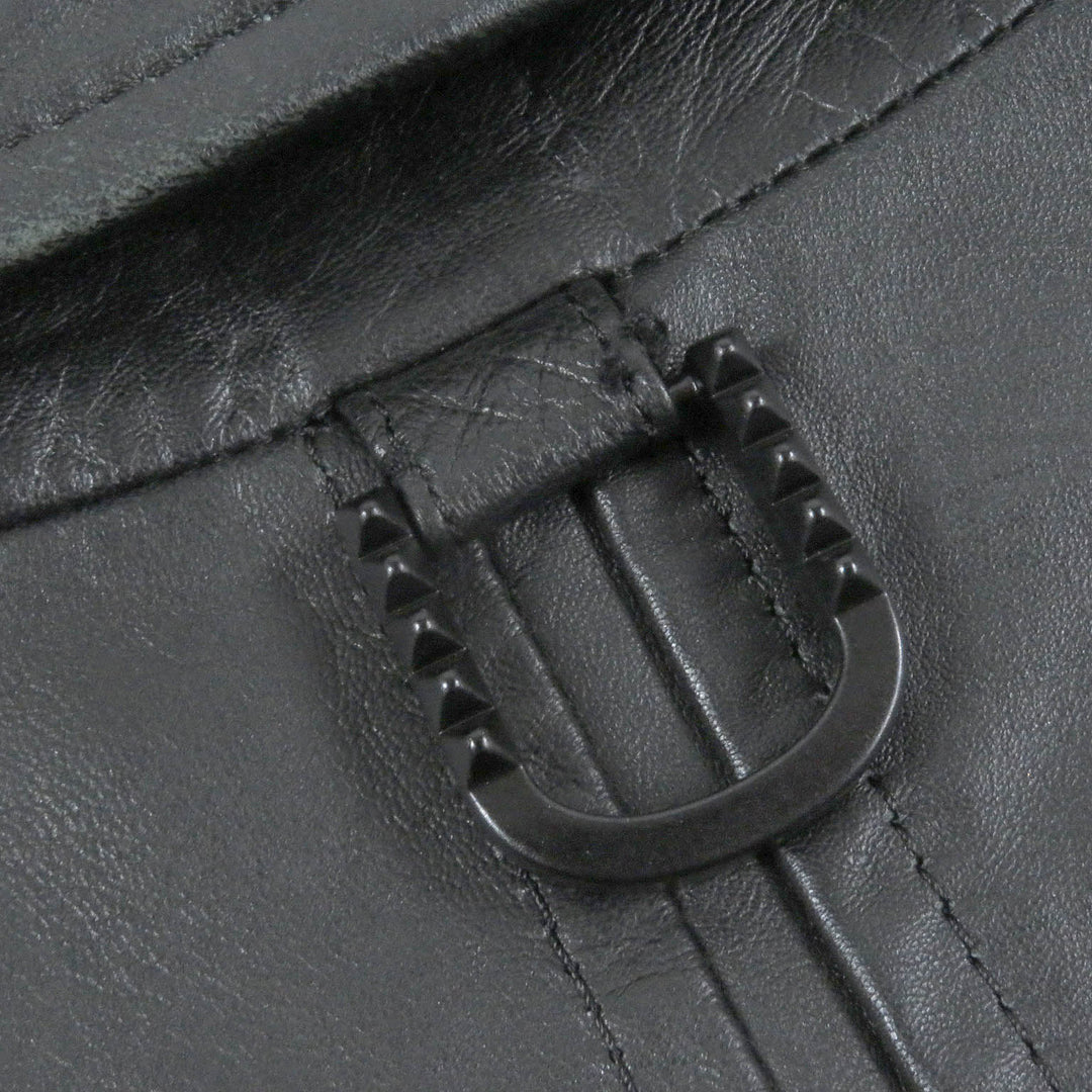 Great Roen semanticdesign Leather jacket Skull logo Chester coat and double riders set black Goat leather mens