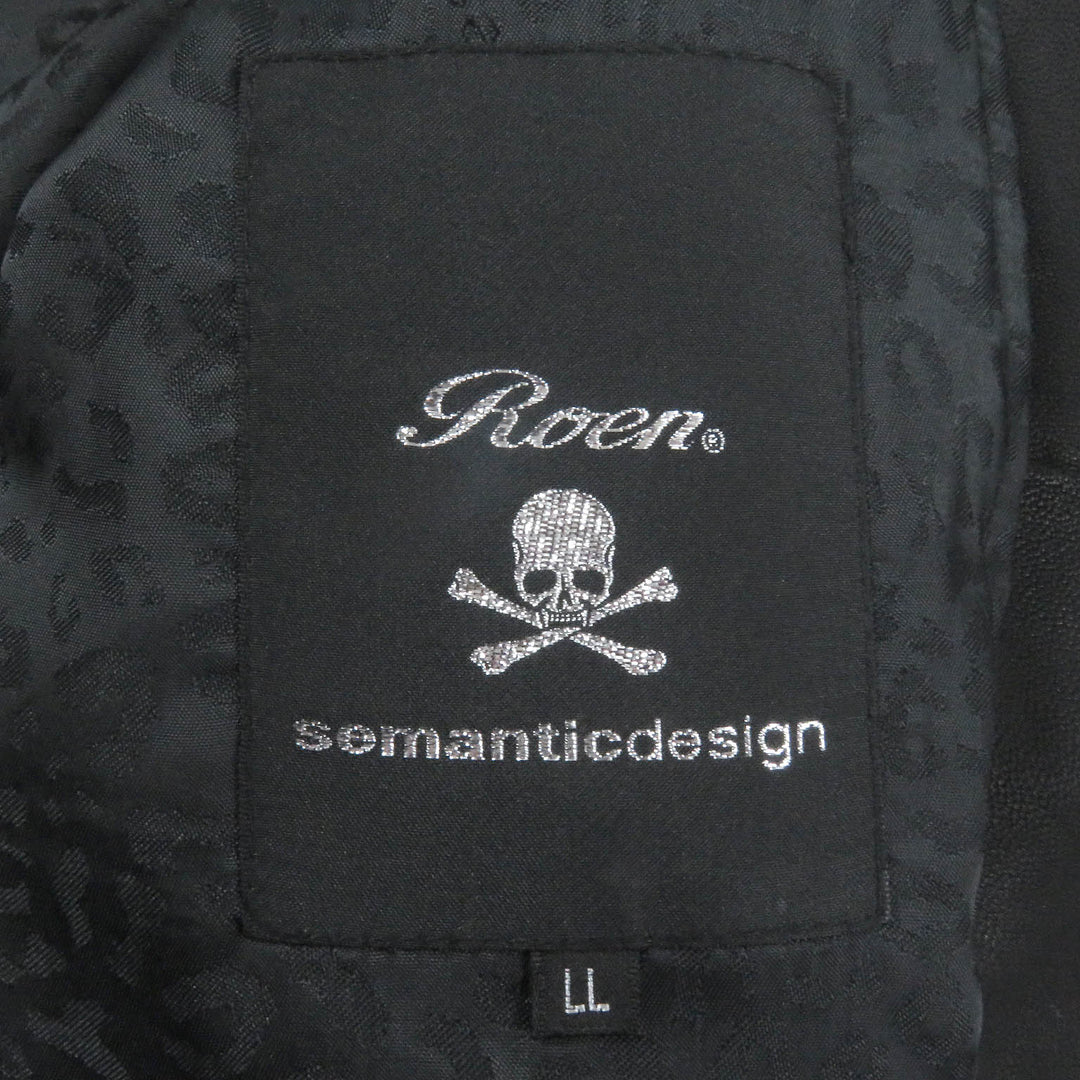 Great Roen semanticdesign Leather jacket Skull logo Chester coat and double riders set black Goat leather mens