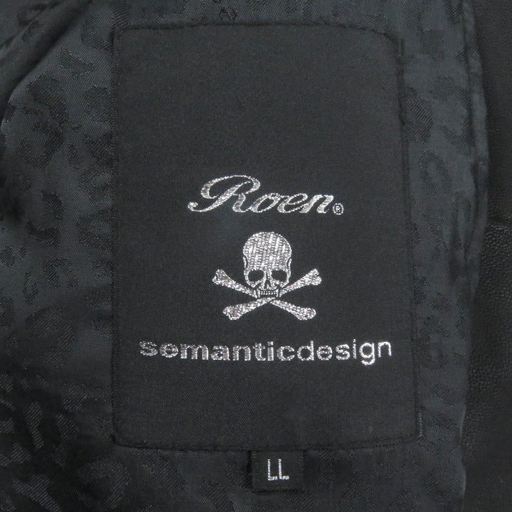 Great Roen semanticdesign Leather jacket Skull logo Chester coat and double riders set black Goat leather mens