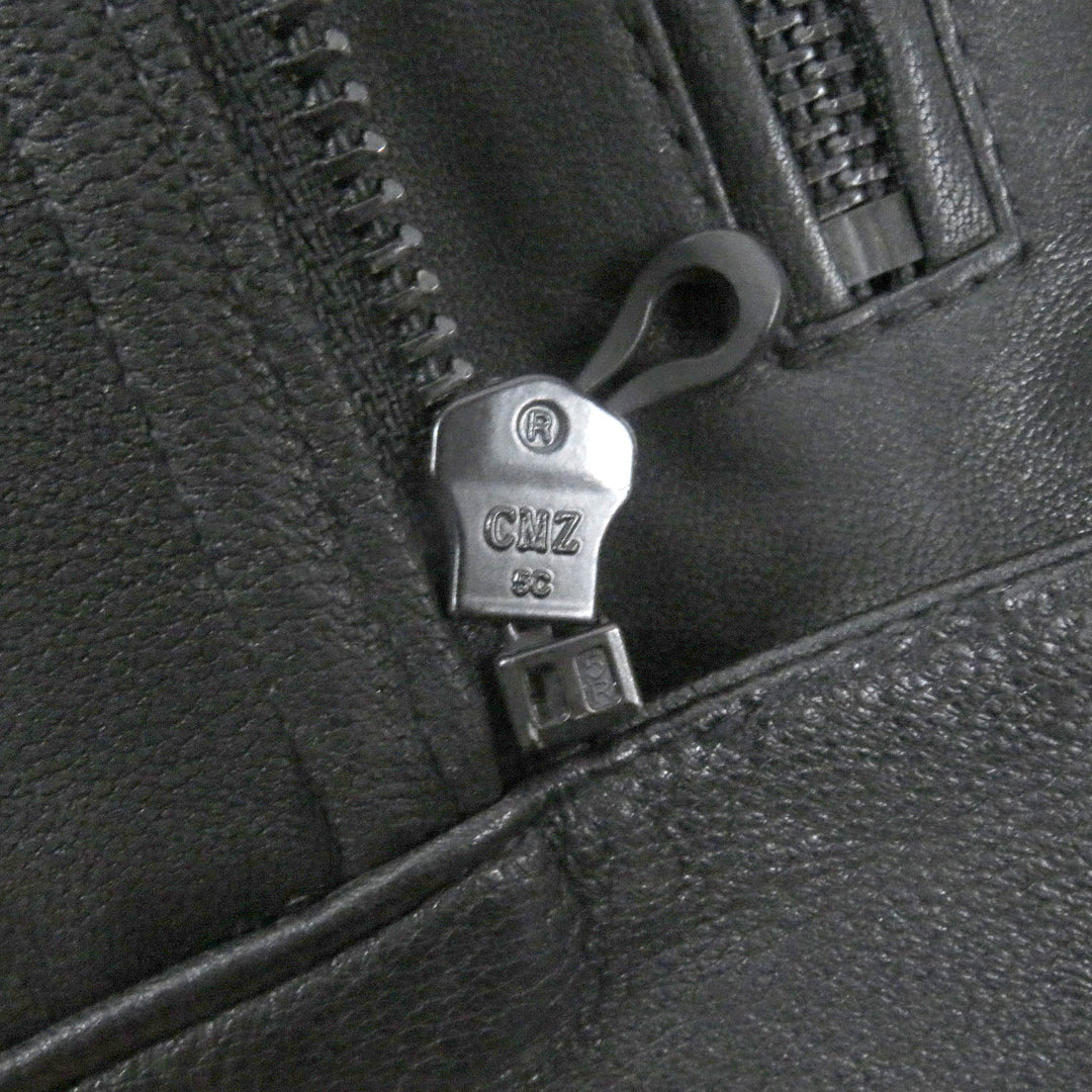 Great Roen semanticdesign Leather jacket Skull logo Chester coat and double riders set black Goat leather mens