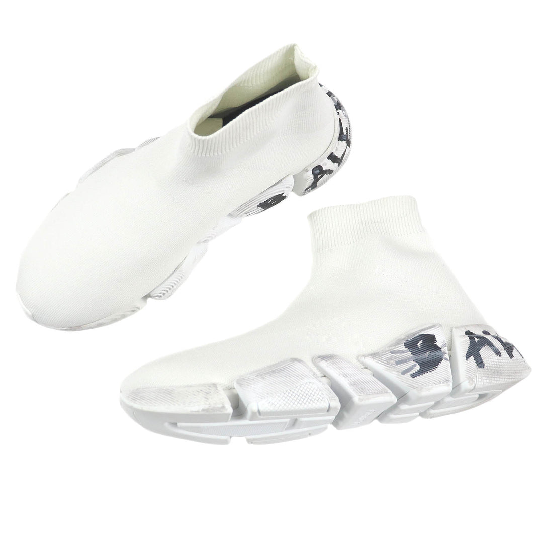 Excellent BALENCIAGA High cut sneakers Speed 2.0 Full Clear Sole Graffiti 25