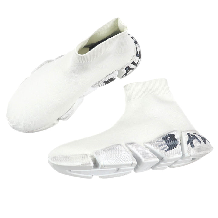 Excellent BALENCIAGA High cut sneakers Speed 2.0 Full Clear Sole Graffiti 25
