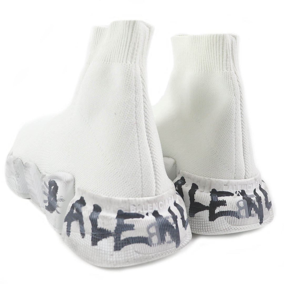 Excellent BALENCIAGA High cut sneakers Speed 2.0 Full Clear Sole Graffiti 25