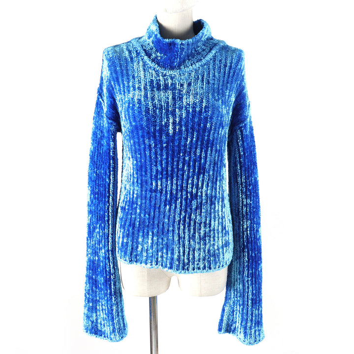 Pristine ACNE STUDIOS pullover Chenille Sweater Long Sleeve Top blue S A60428