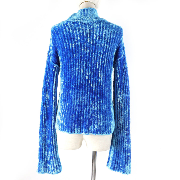 Pristine ACNE STUDIOS pullover Chenille Sweater Long Sleeve Top blue S A60428
