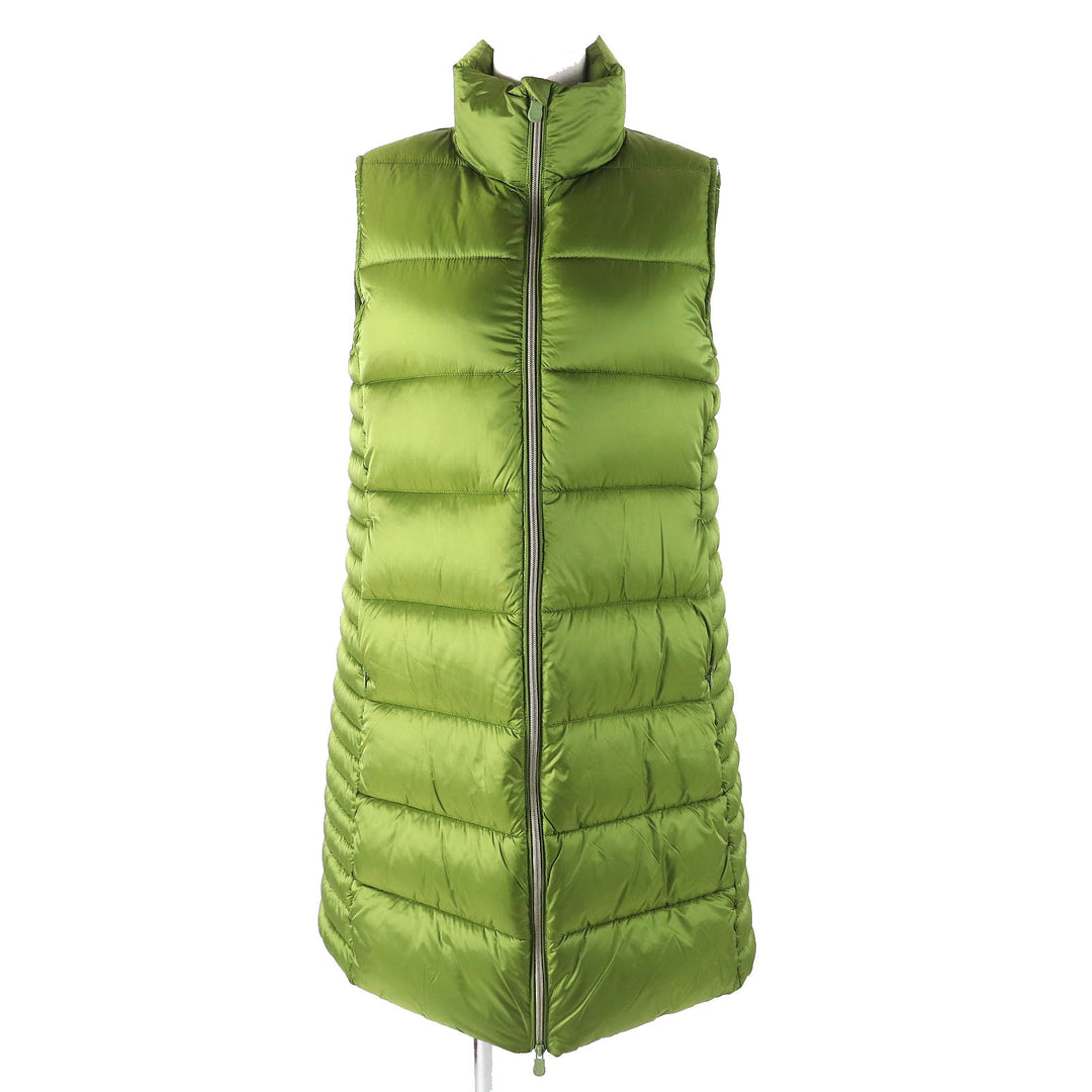Great SAVE THE DUCK Best Stand collar double zip padded long vest green Nylon