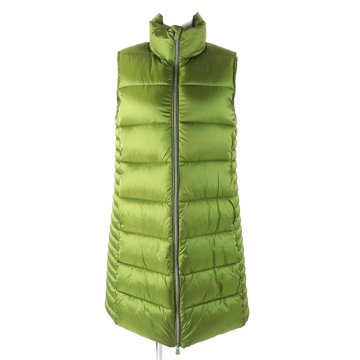 Great SAVE THE DUCK Best Stand collar double zip padded long vest green Nylon