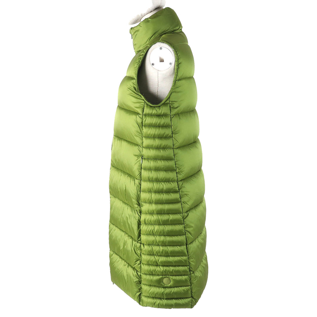 Great SAVE THE DUCK Best Stand collar double zip padded long vest green Nylon
