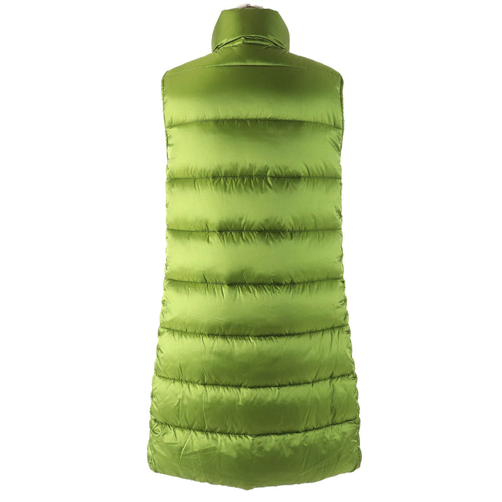 Great SAVE THE DUCK Best Stand collar double zip padded long vest green Nylon