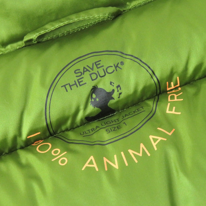 Great SAVE THE DUCK Best Stand collar double zip padded long vest green Nylon Women 1