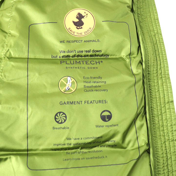 Great SAVE THE DUCK Best Stand collar double zip padded long vest green Nylon Women 1