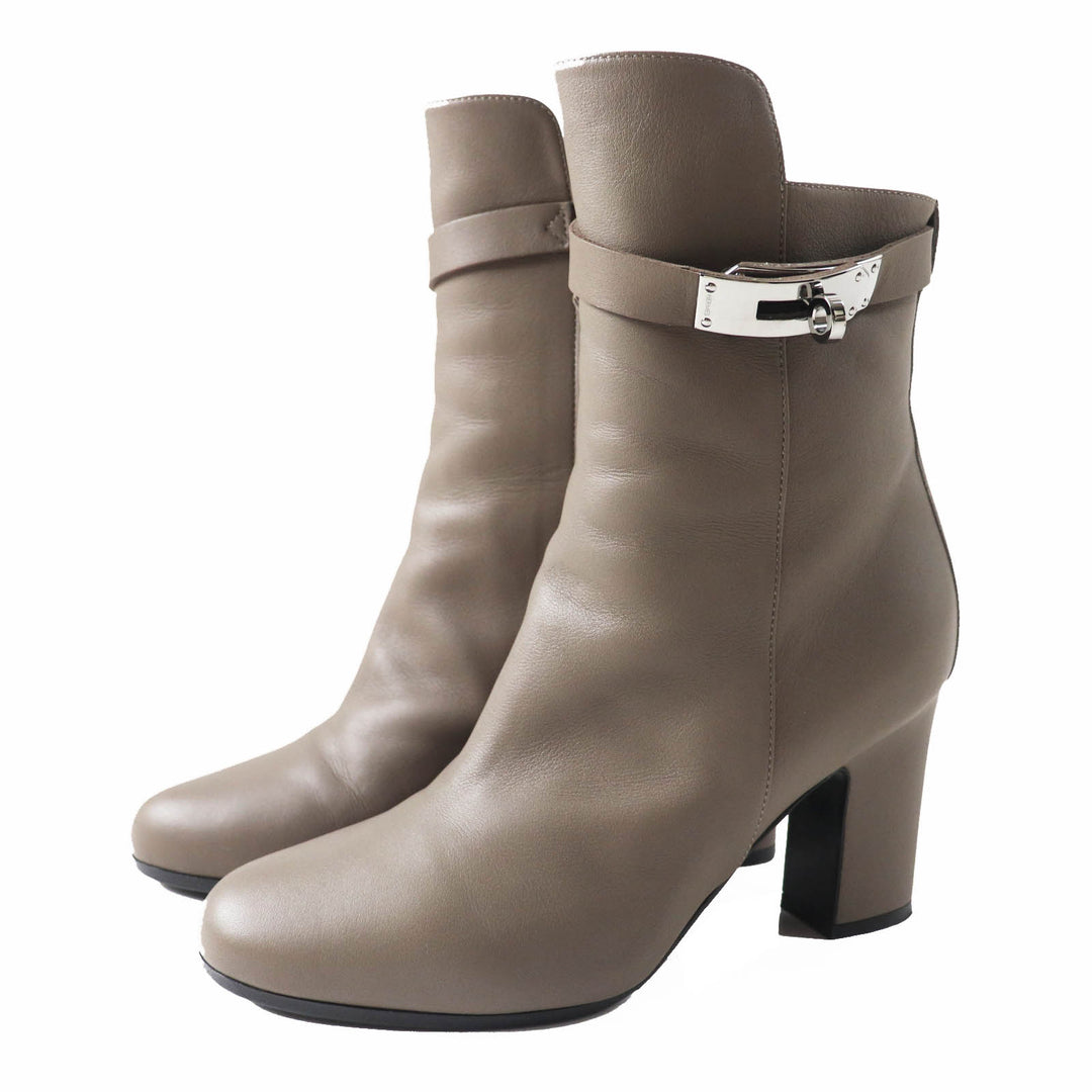 Great HERMES short boots Jews kelly buckle leather Women 36