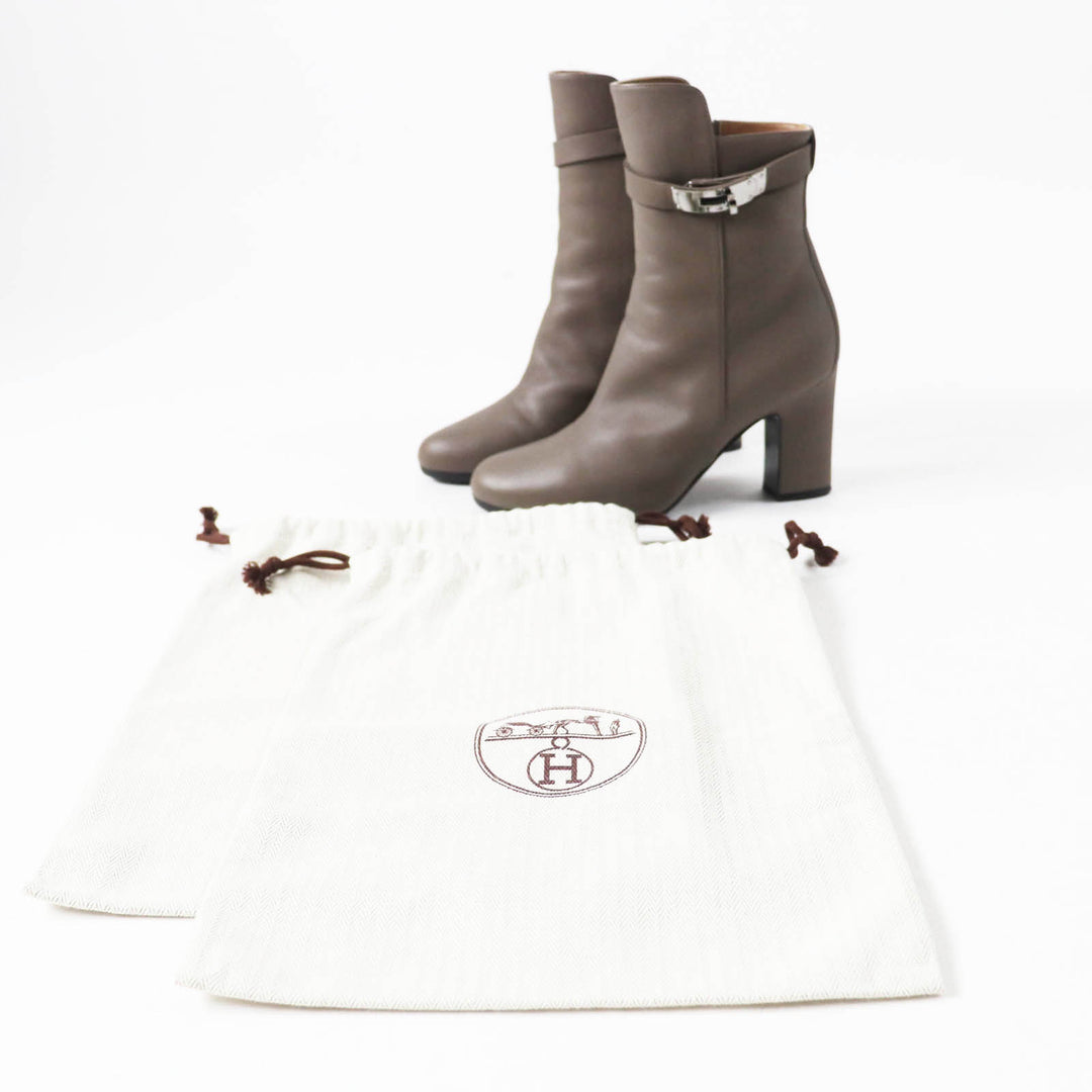 Great HERMES short boots Jews kelly buckle leather Women 36