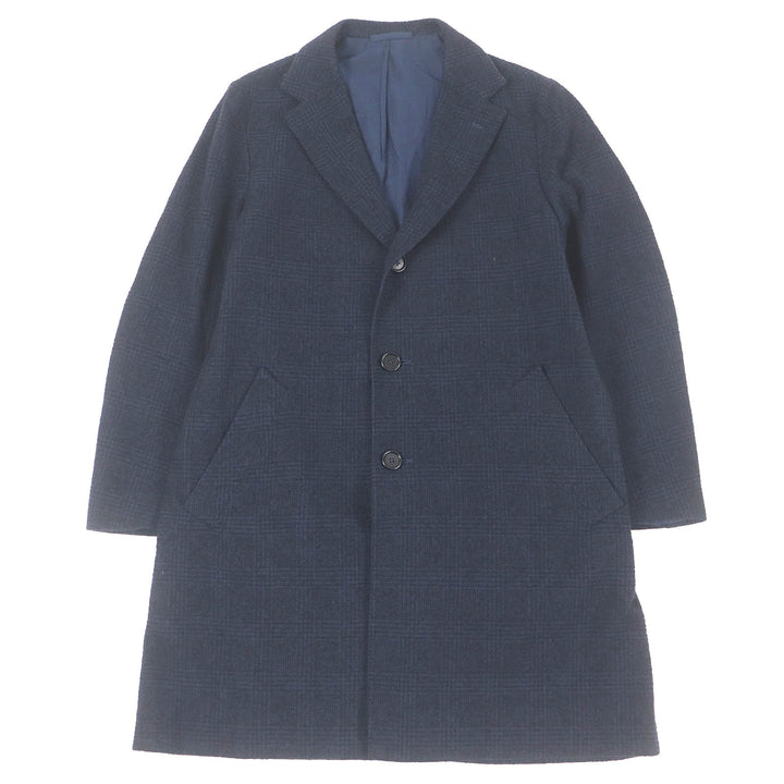 Excellent ERRICO FORMICOLA coat Check Pattern Chester Navy alpaca mens 46