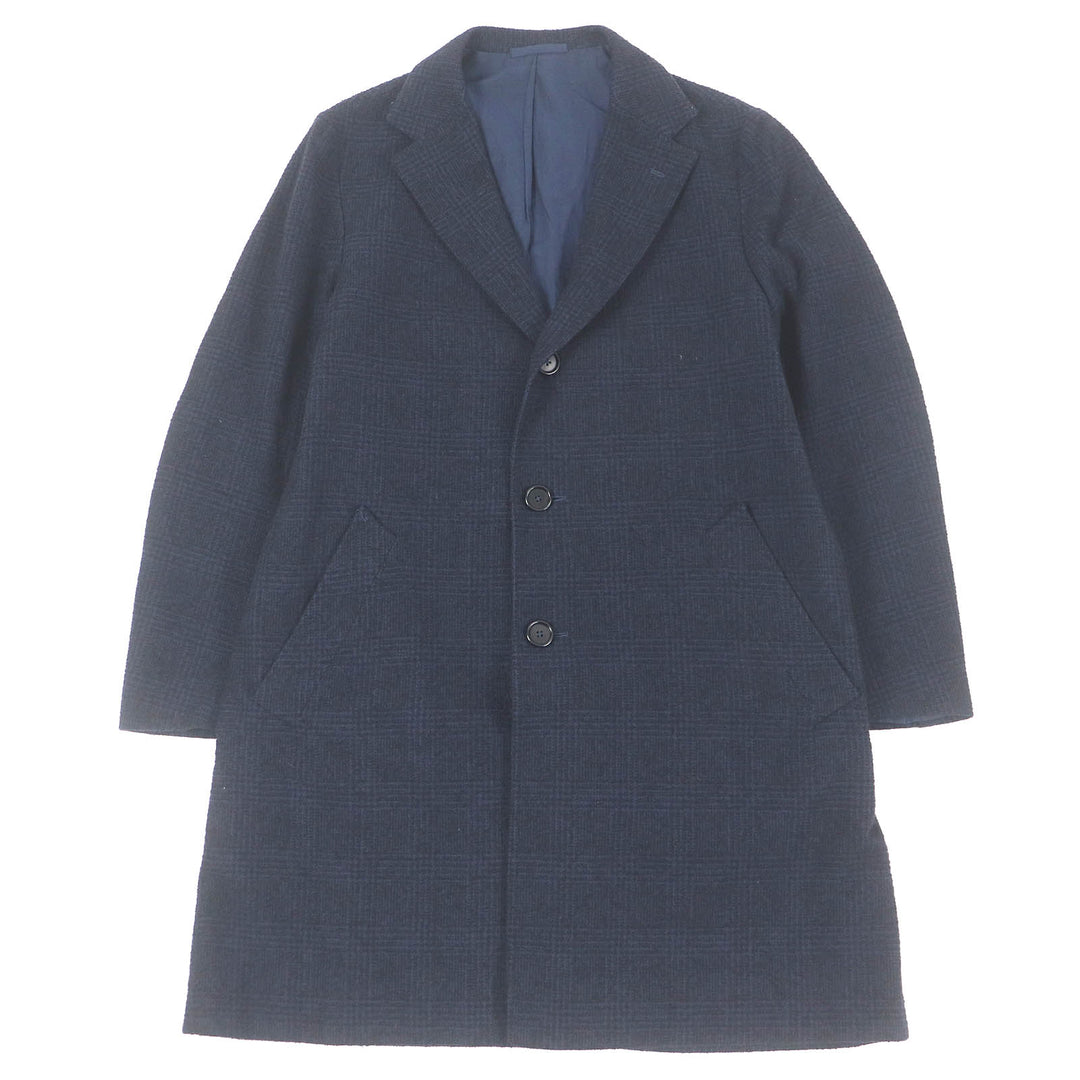 Excellent ERRICO FORMICOLA coat Check Pattern Chester Navy alpaca mens 46
