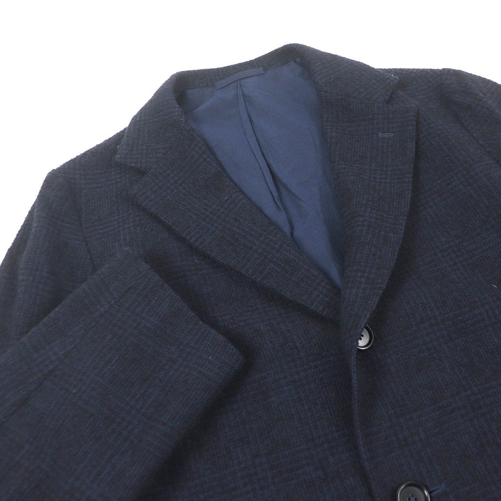 Excellent ERRICO FORMICOLA coat Check Pattern Chester Navy alpaca mens 46