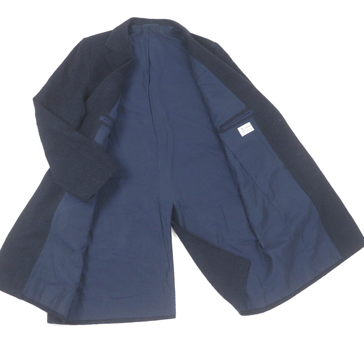 Excellent ERRICO FORMICOLA coat Check Pattern Chester Navy alpaca mens 46