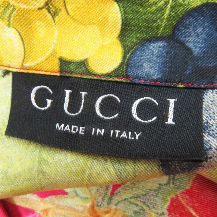 Excellent GUCCI Long sleeve shirt Fruit print with gold buttons red multi silk