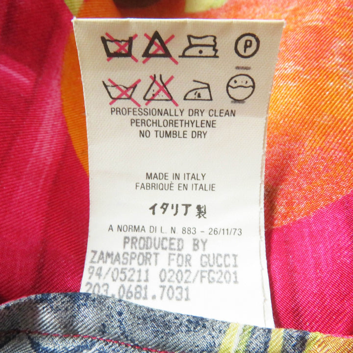Excellent GUCCI Long sleeve shirt Fruit print with gold buttons red multi silk Women