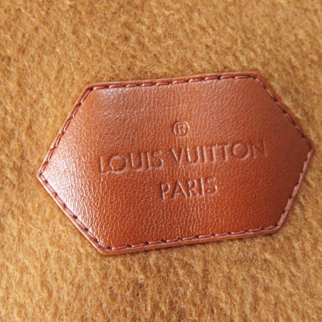 LOUIS VUITTON coat Monogram Pattern Hooded Wrap Camel wool Women 42 1A8262