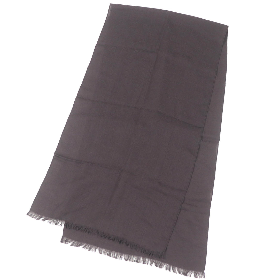 Pristine GUCCI Scarf GG logo jacquard all-over fringe scarf Brown wool mens