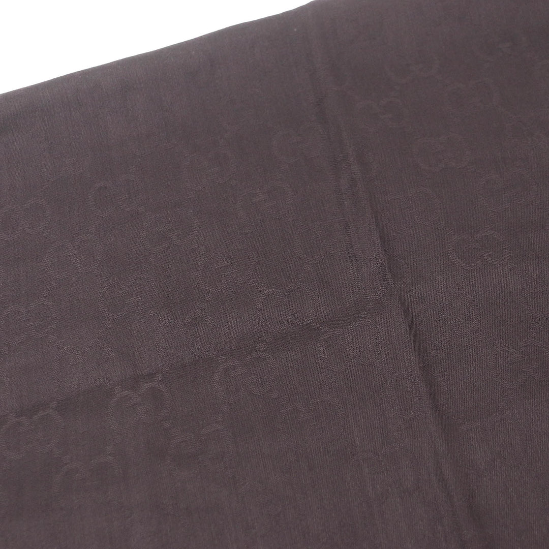 Pristine GUCCI Scarf GG logo jacquard all-over fringe scarf Brown wool mens