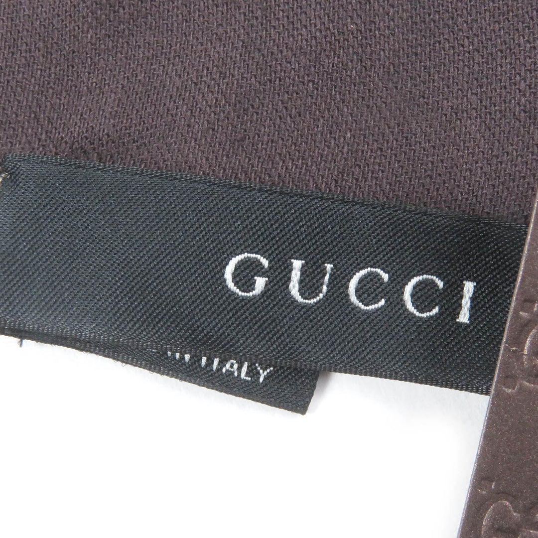 Pristine GUCCI Scarf GG logo jacquard all-over fringe scarf Brown wool mens