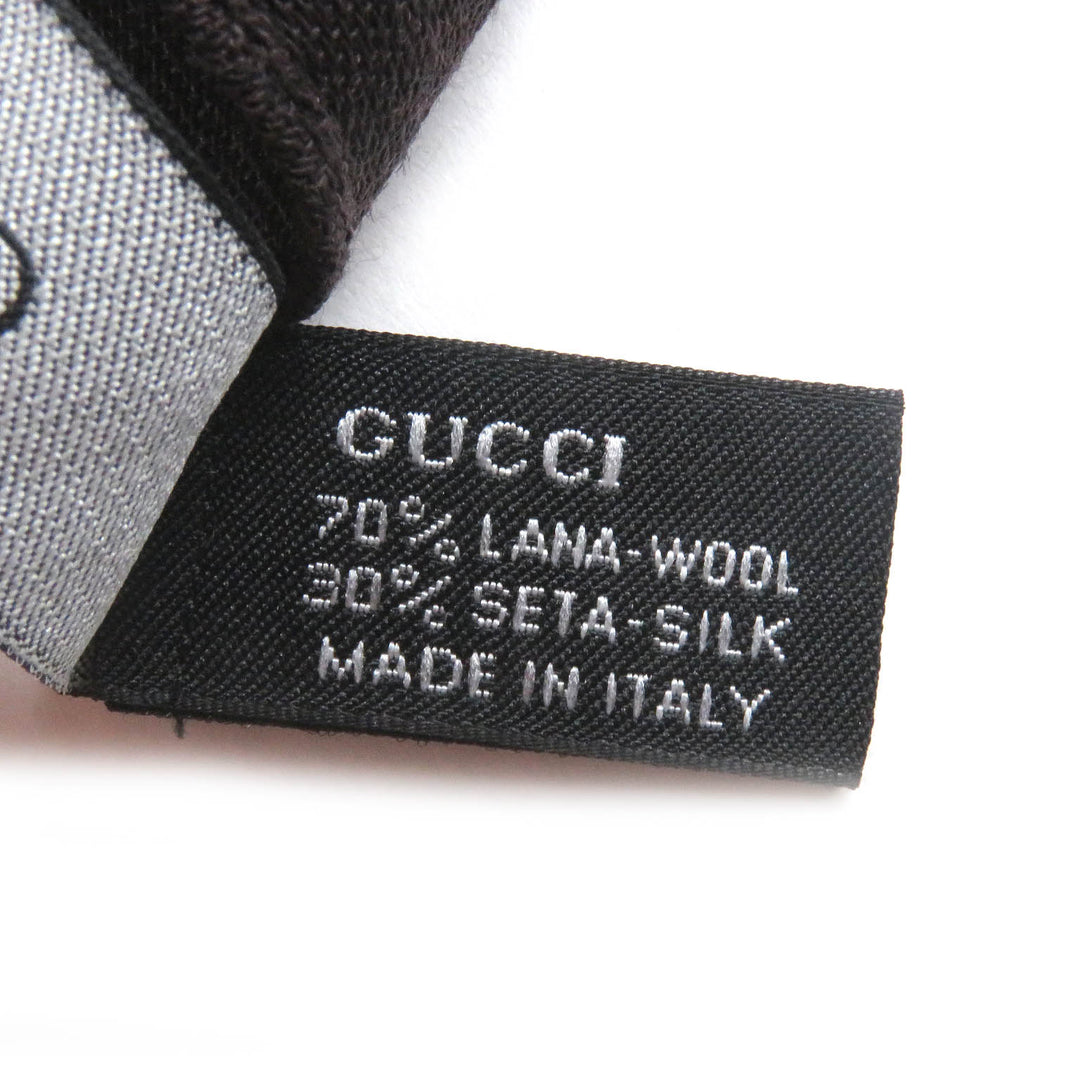 Pristine GUCCI Scarf GG logo jacquard all-over fringe scarf Brown wool mens