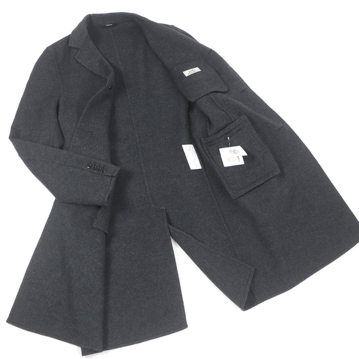 Pristine HERMES coat MANTEAU LIVERPOOL DOUBLE cashmere mens 48