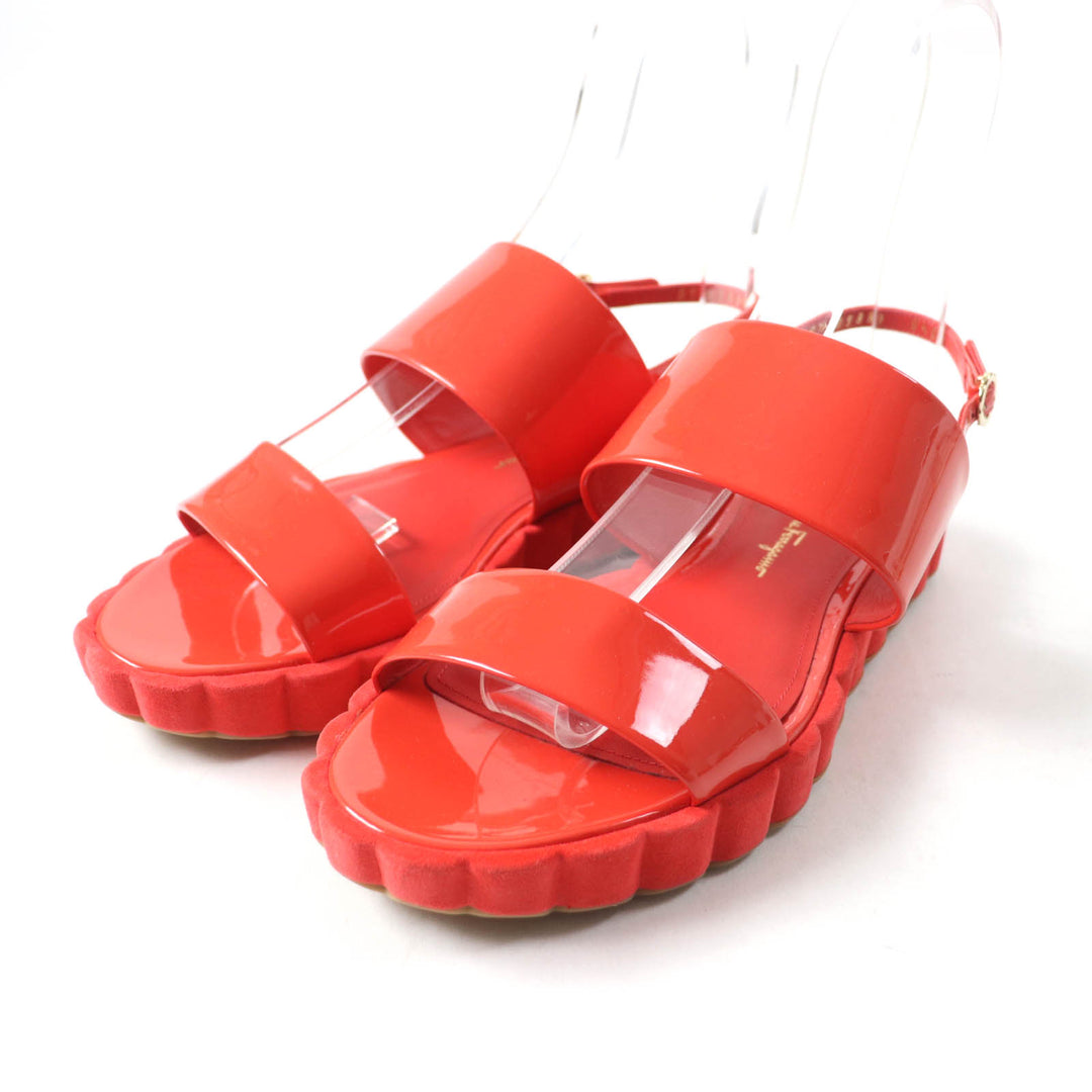 Pristine Salvatore Ferragamo Sandals With back strap Red Patent leather Women 6.5
