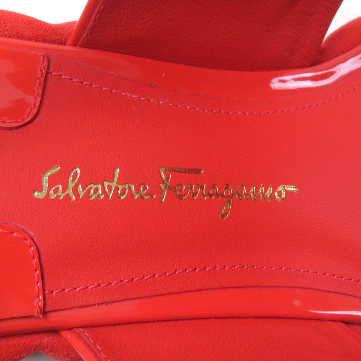 Pristine Salvatore Ferragamo Sandals With back strap Red Patent leather Women 6.5